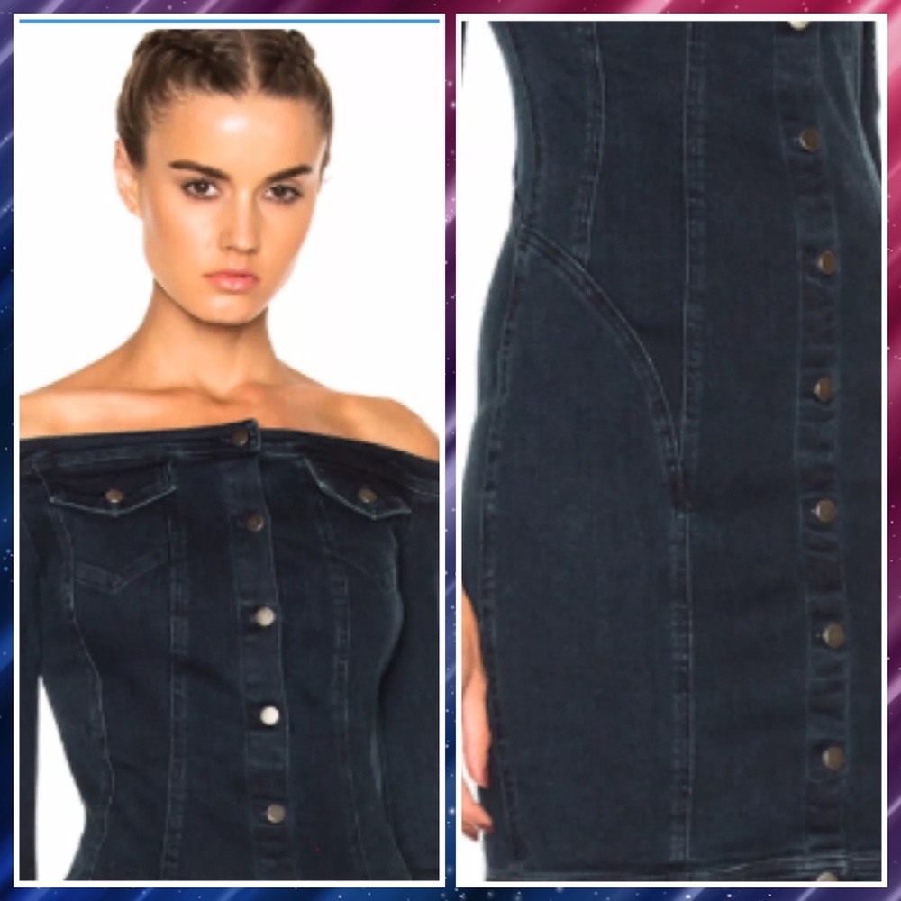 A.L.C Denim Off Shoulders Button Down Dress SZ 2 S - Picture 3 of 8